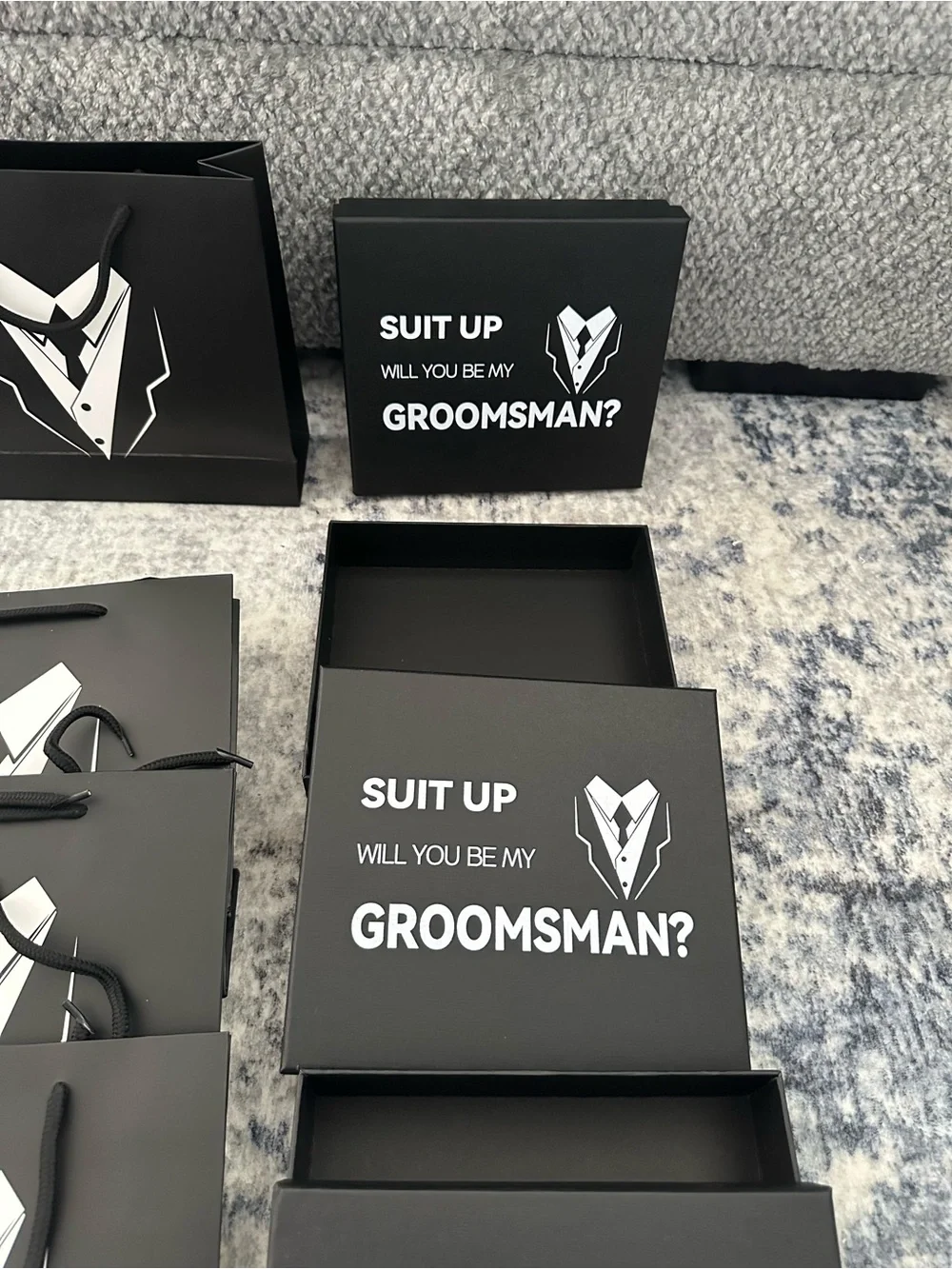 Amazon Black 'Suit Up' Groomsmen & Best Man Gift Boxes and Bags